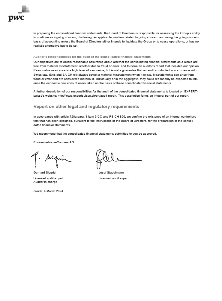 Report on the audit of the consolidated financial statements (Photo)