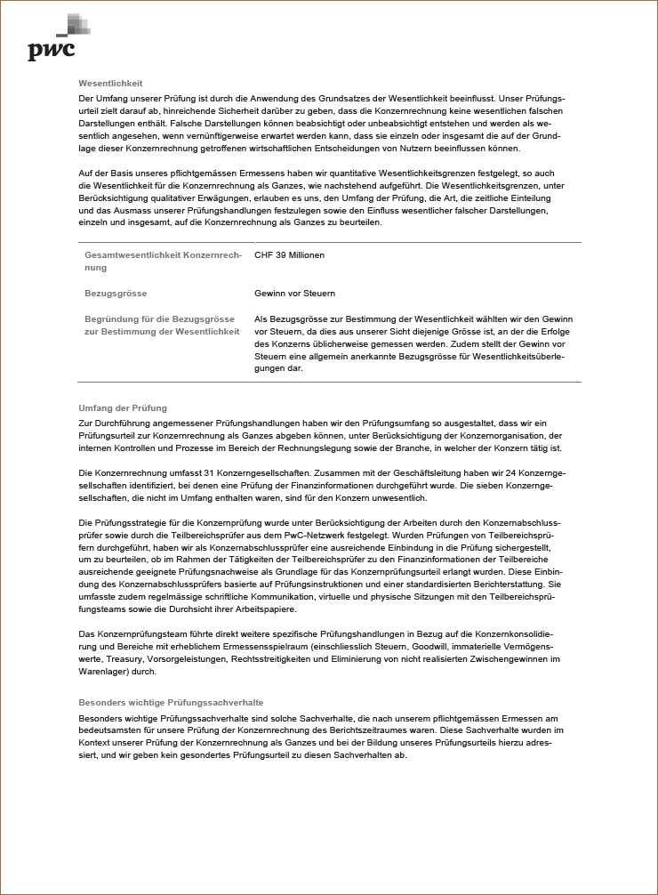 Bericht zur Prüfung der Konzernrechnung (Foto)