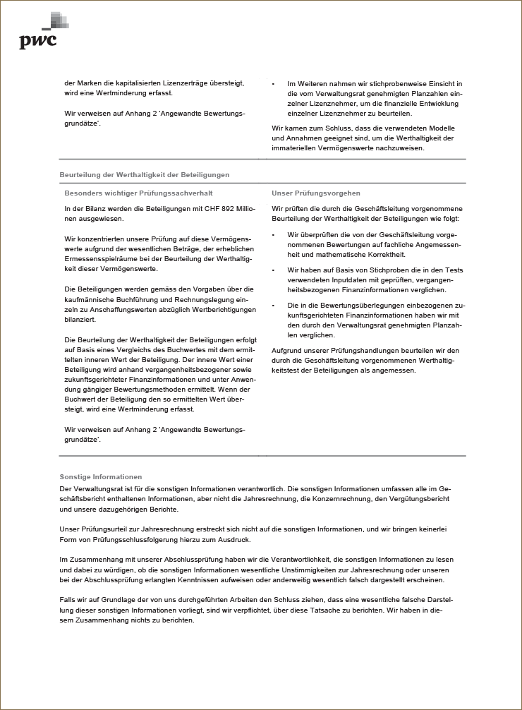 Bericht zur Prüfung der Jahresrechnung (Foto)