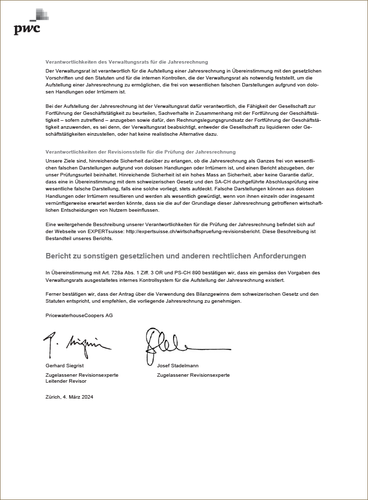 Bericht zur Prüfung der Jahresrechnung (Foto)